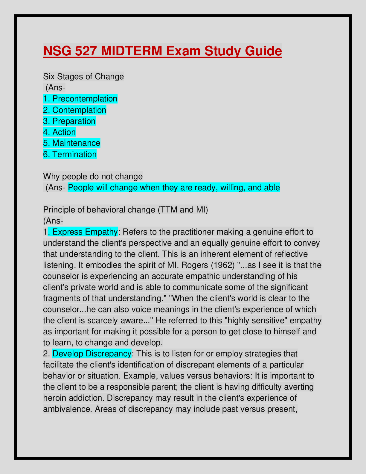 Preview image for NSG 527 Midterm Exam Study Guide: Latest Updated