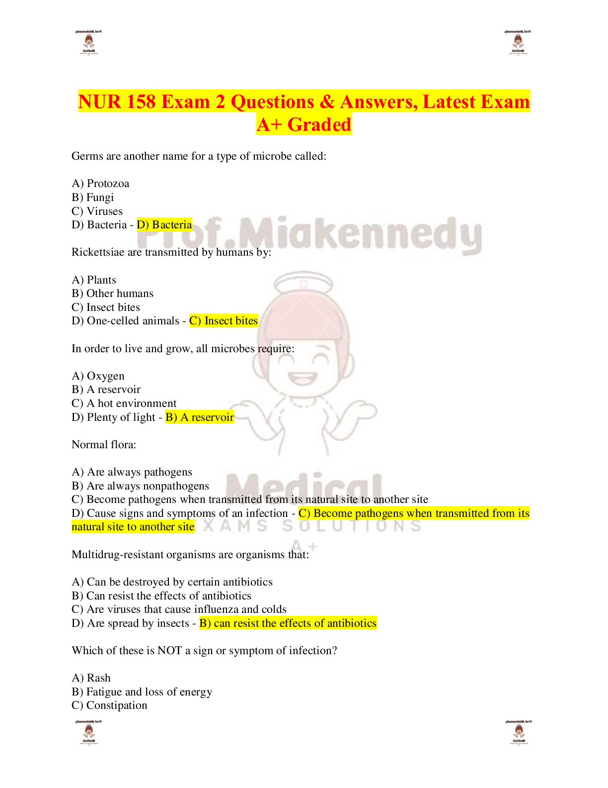 Preview image for NUR 158 Exam 2 Questions & Answers, Latest Exam A+ Graded