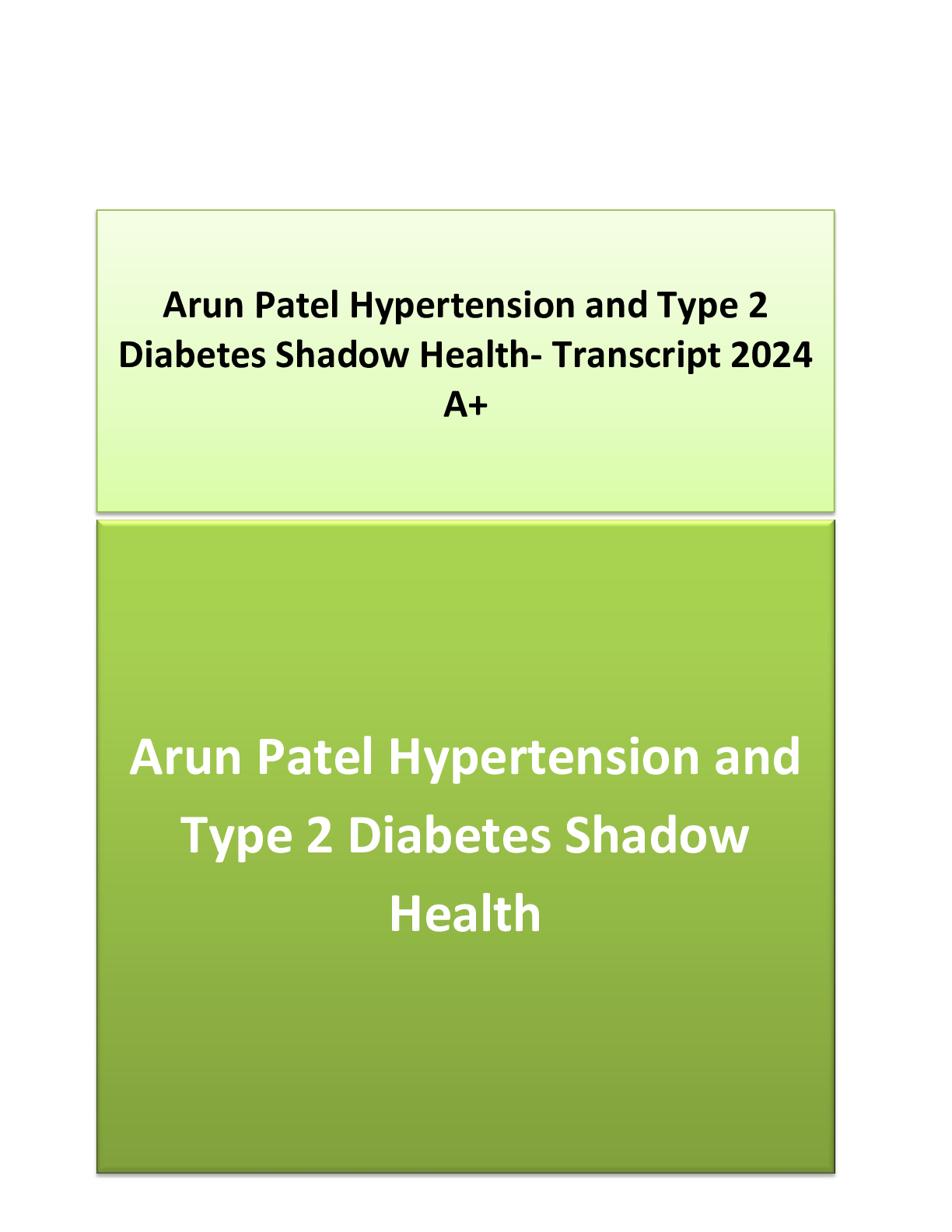Preview of Arun Patel Hypertension and Type 2 Diabetes Shadow Health- Transcript 2024 A+.pdf