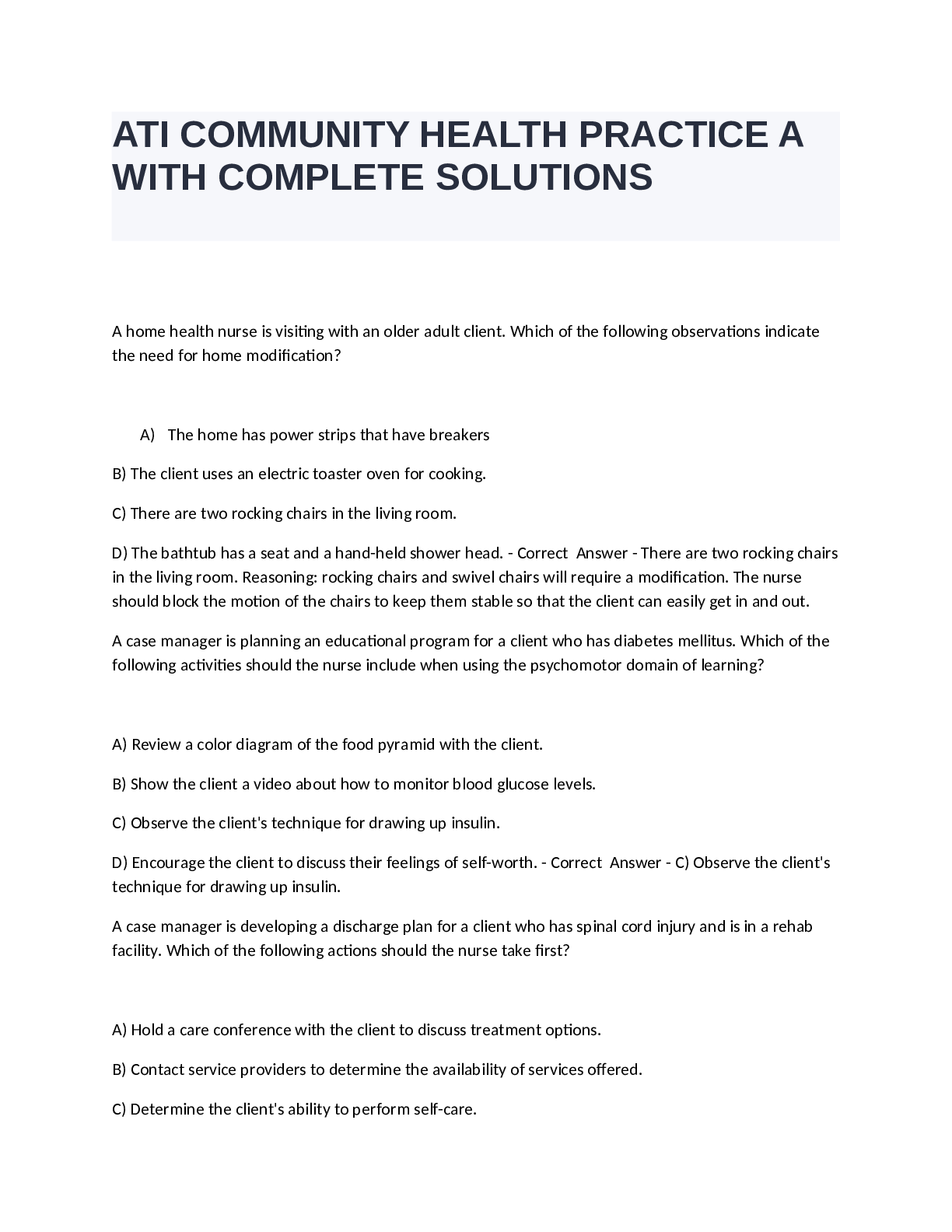 Preview of ATI COMMUNITY HEALTH PRACTICE A WITH COMPLETE SOLUTIONS.pdf