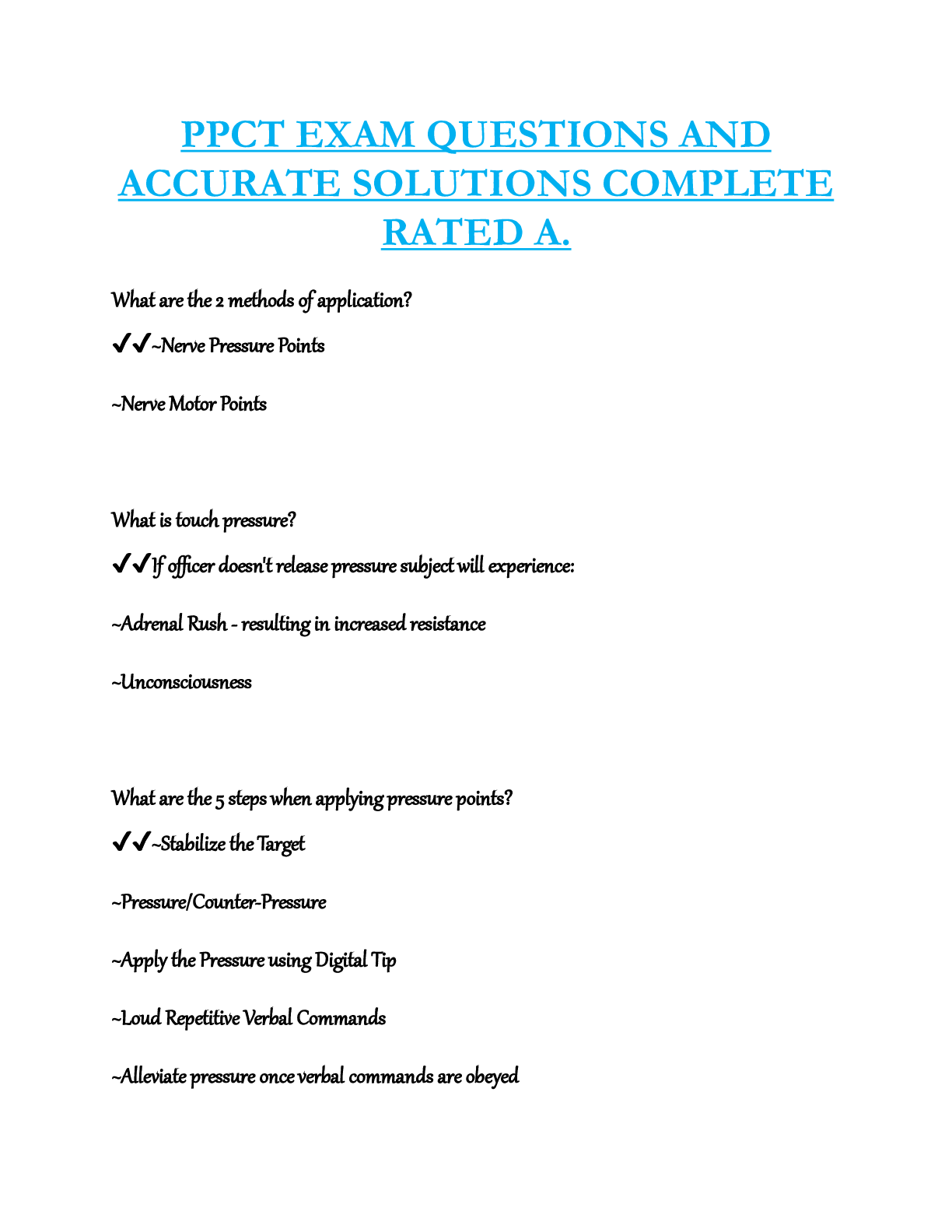 PPCT EXAM QUESTIONS AND  ACCURATE SOLUTIONS COMPLETE  RATED A.