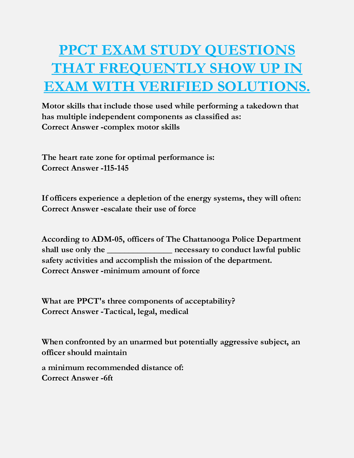 PPCT EXAM STUDY QUESTIONS  THAT FREQUENTLY SHOW UP IN  EXAM WITH VERIFIED SOLUTIONS.