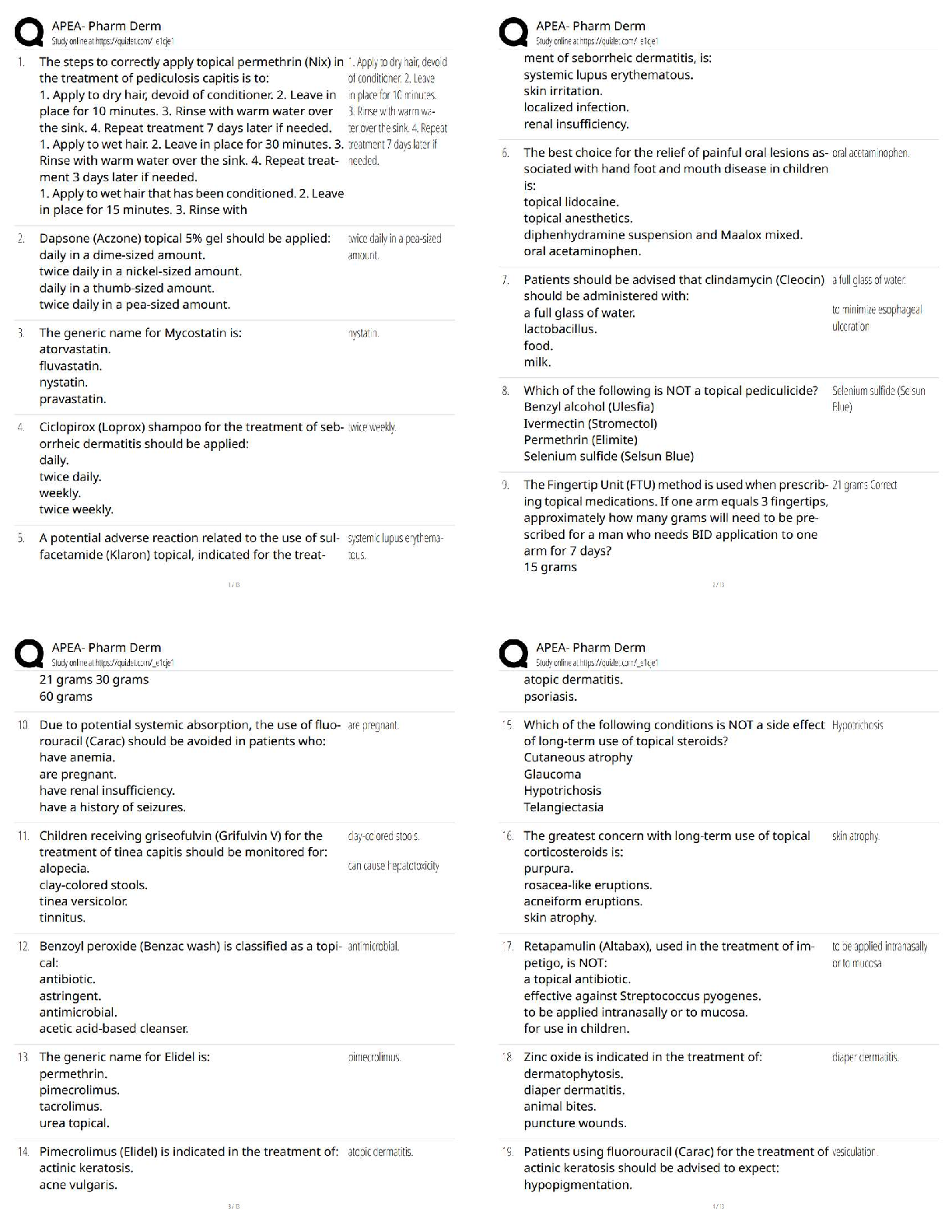Preview of APEA – Pharm Derm   New Version / 2025 Update – Study Guide & Test Bank