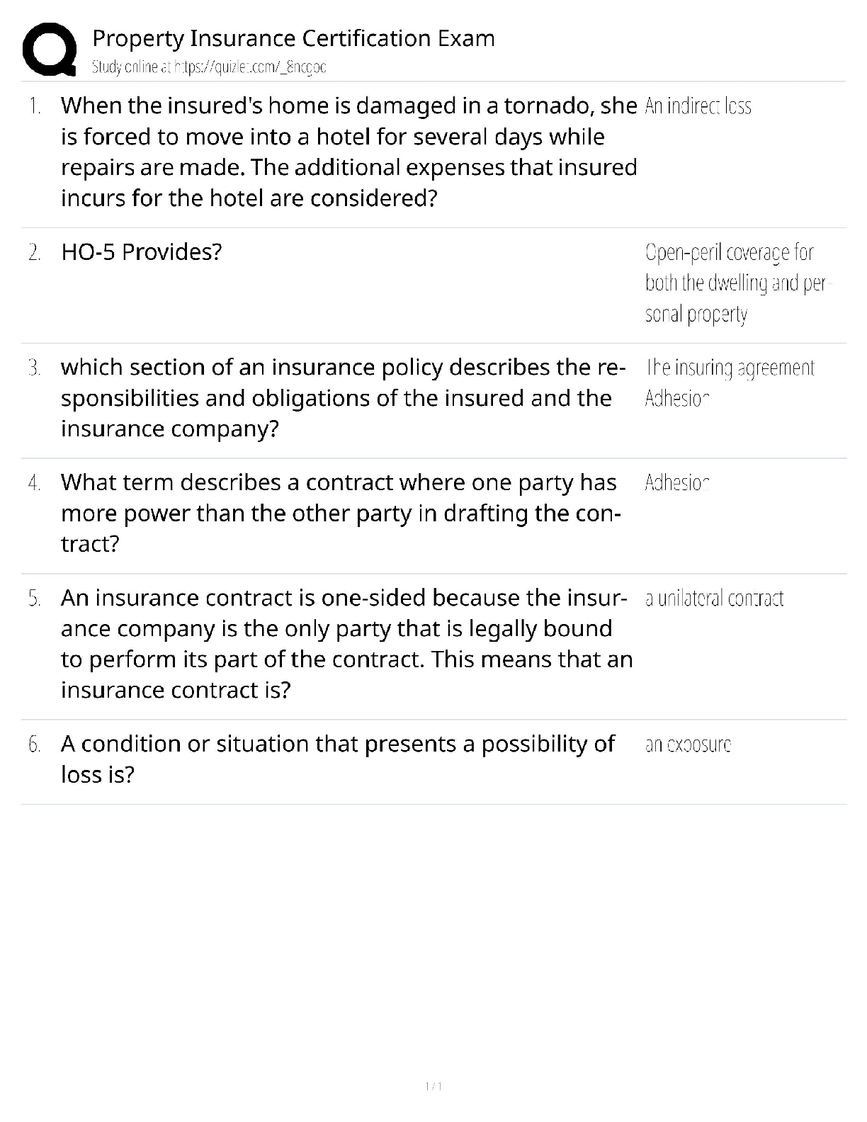 Recommended document preview for Property Insurance Certification Exam / CPCU 551 Guide / 2025 Update / Score 100%
