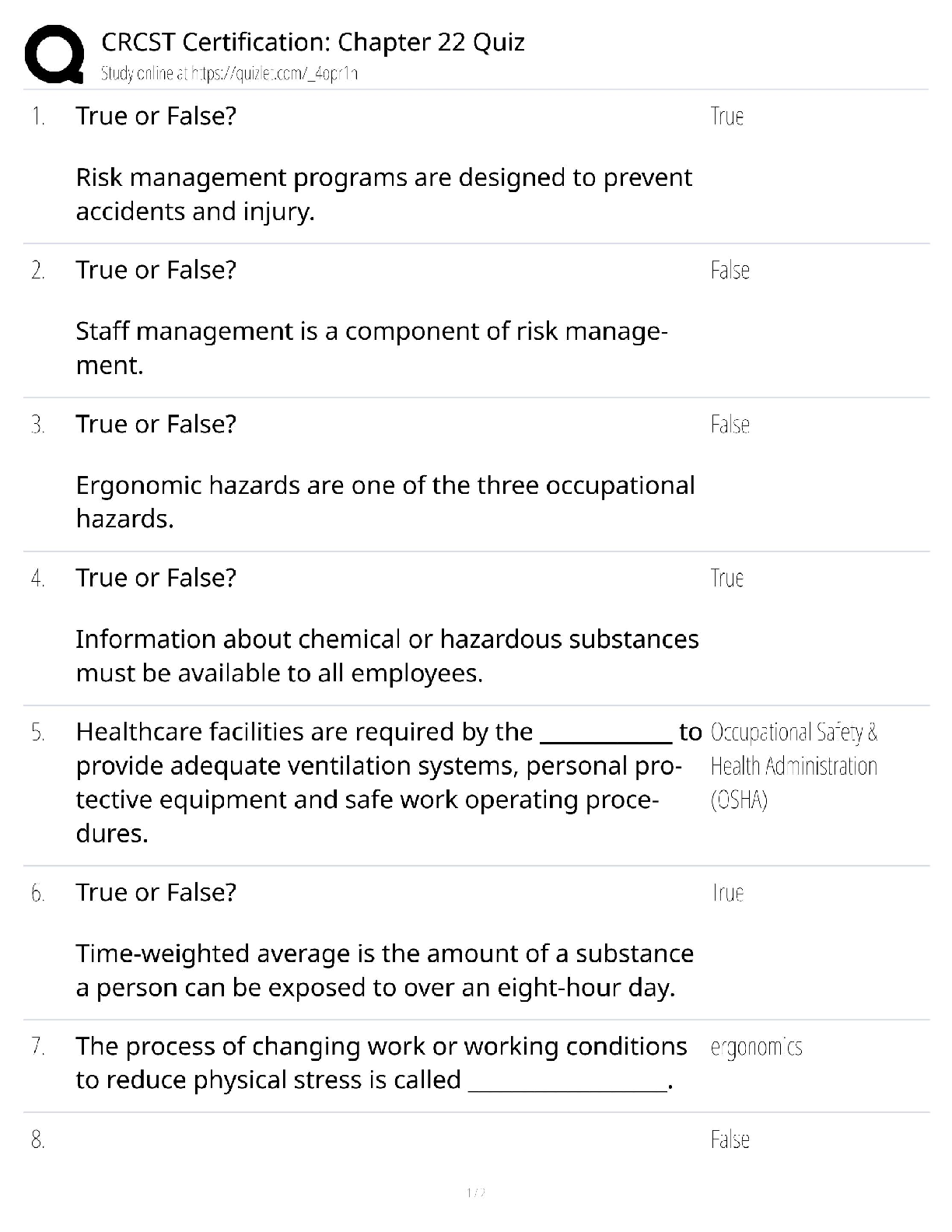 CRCST Certification Chapter 22 Quiz / Score 100% / 2025 Study Guide & Practice Test