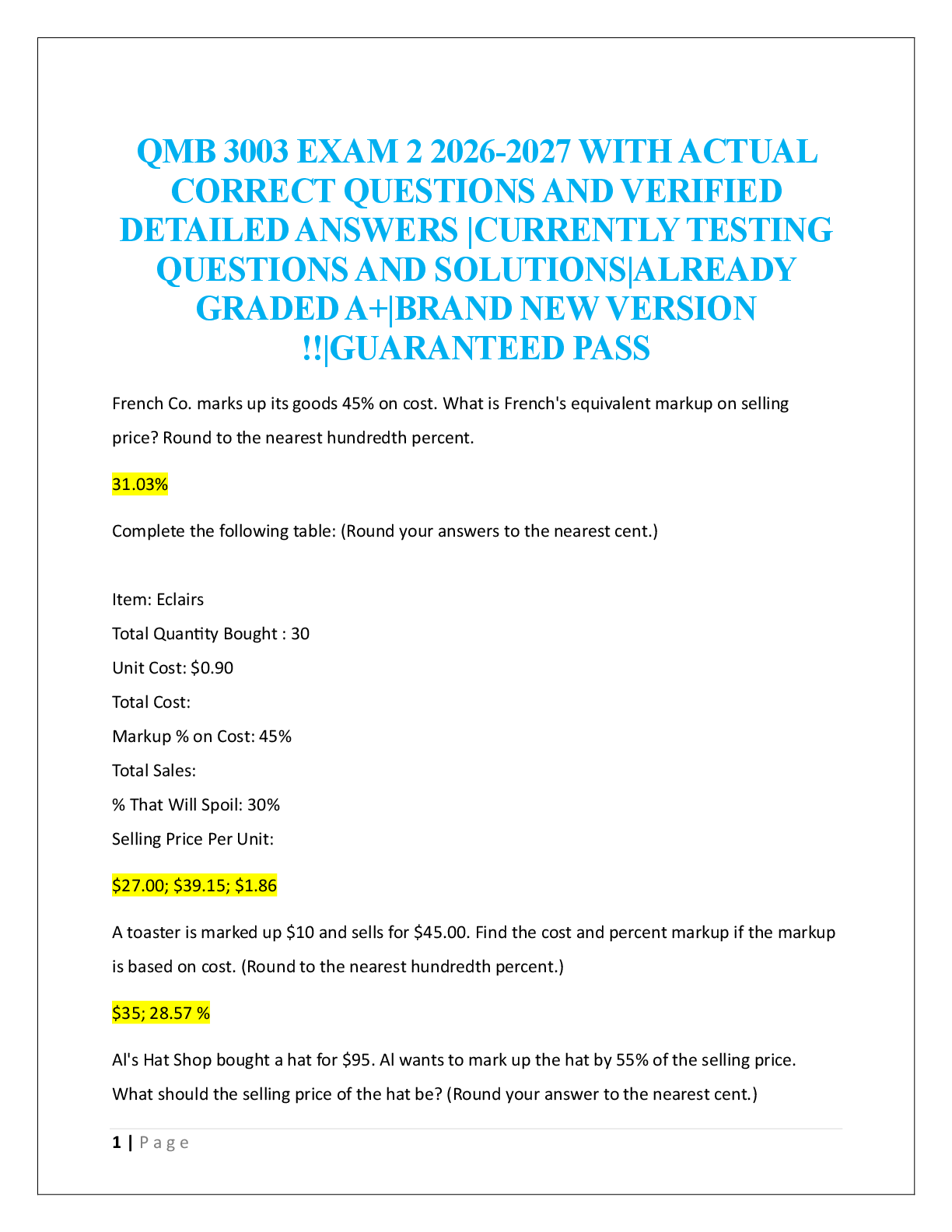 Preview image for QMB 3003 EXAM 2  