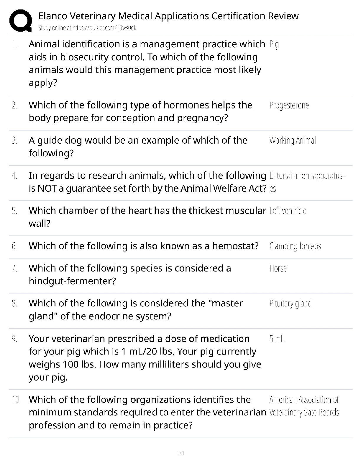 Recommended document preview for Elanco Veterinary Medical Applications Certification Review / 2025 Exam Prep / Score 100% / Test Bank & Study Guide
