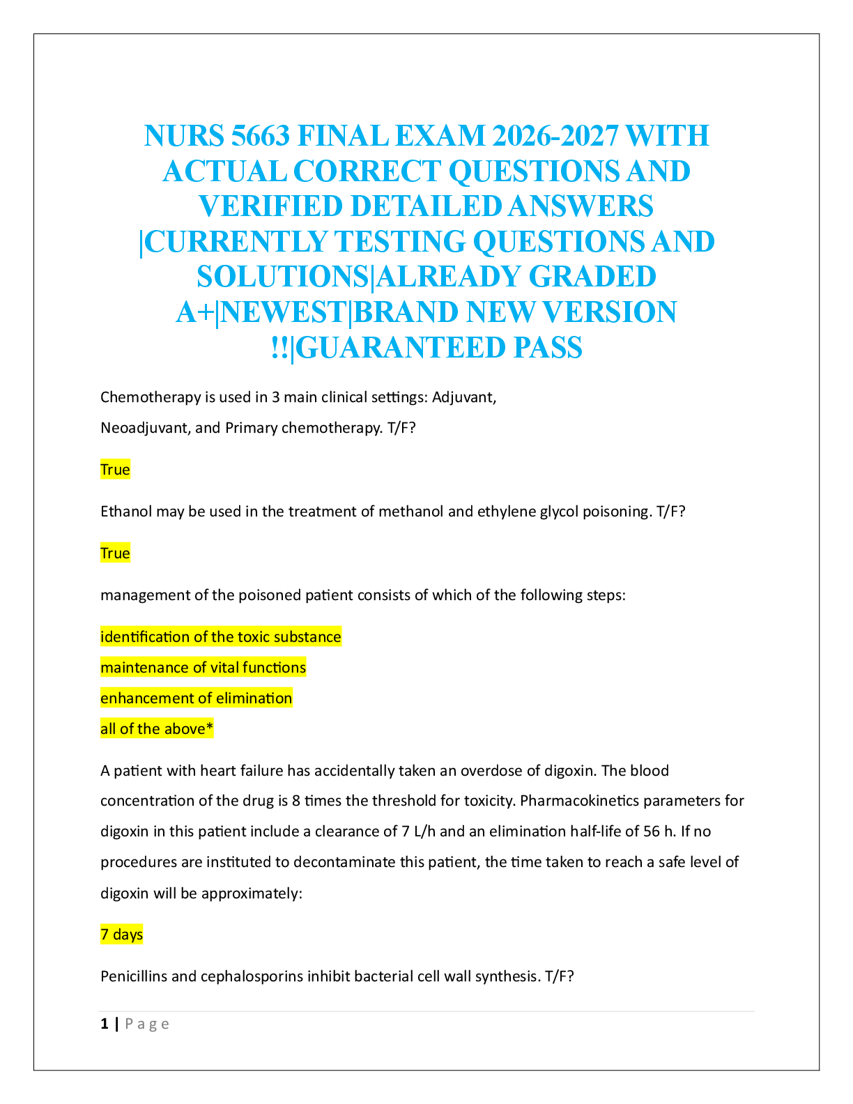 Preview image for NURS 5663 FINAL EXAM  