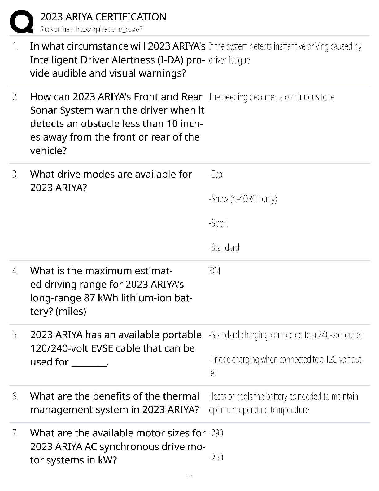 Recommended document preview for Nissan Ariya 2023 Certification / EV Sales & Technology / 2025 Updated Guide / Score 100% / Test Bank