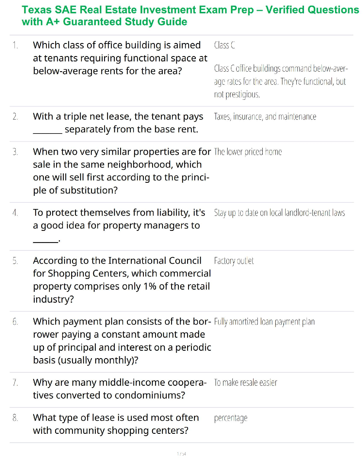Preview image for Texas SAE Real Estate Investment Exam Prep – Verified Questions with A+ Guaranteed Study Guide