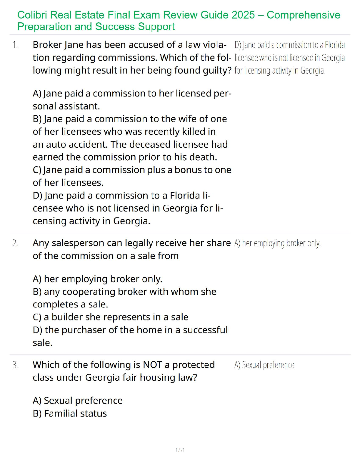 Preview image for Colibri Real Estate Final Exam Review Guide 2025 – Comprehensive Preparation and Success Support