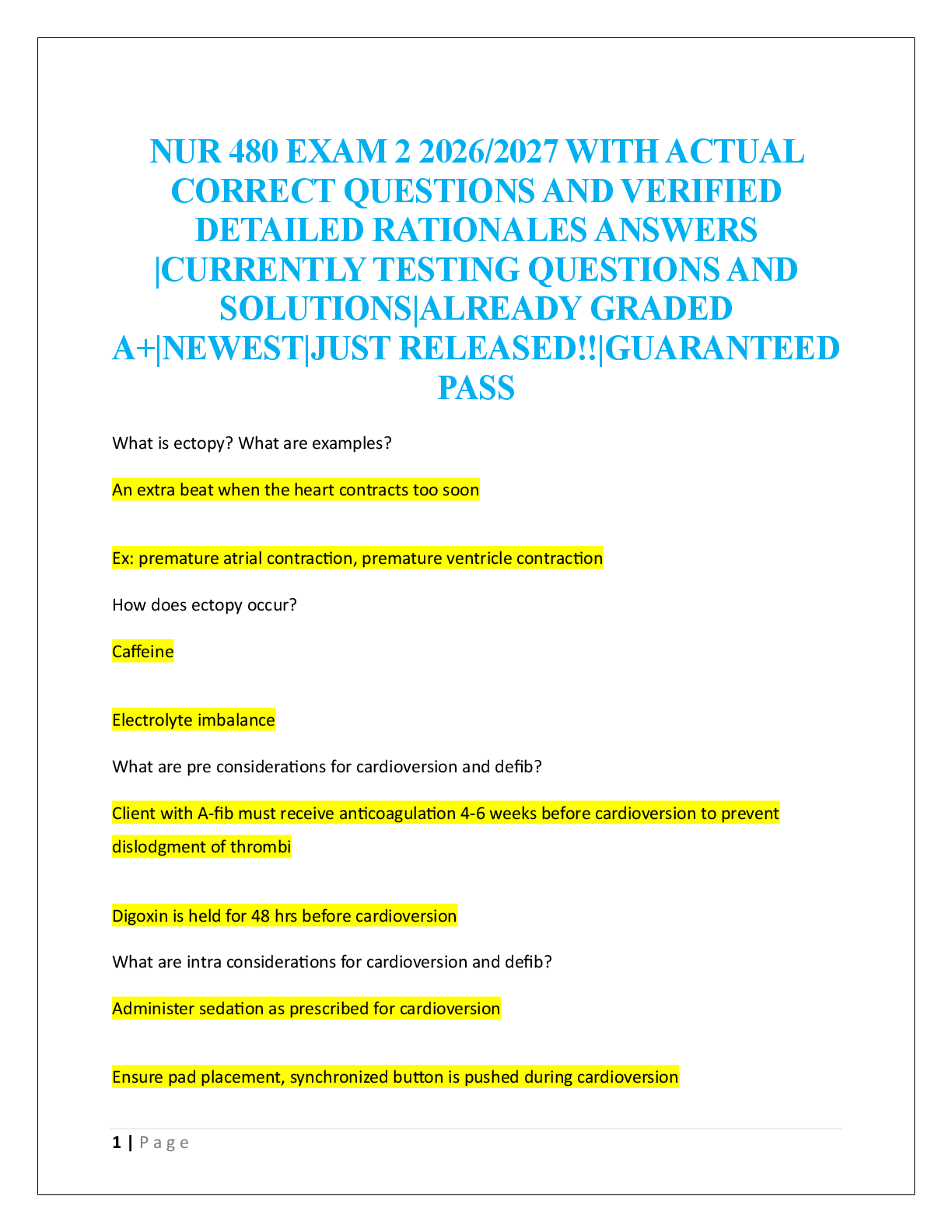 Preview image for NUR 480 EXAM 2  