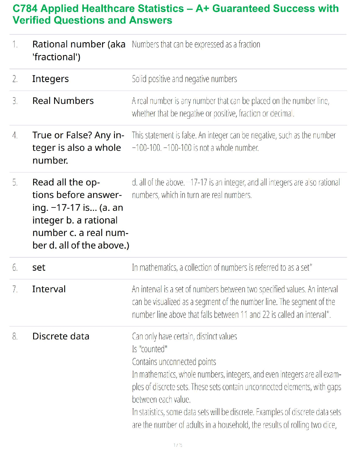 Preview image for C784 Applied Healthcare Statistics – A+ Guaranteed Success with Verified Questions and Answers