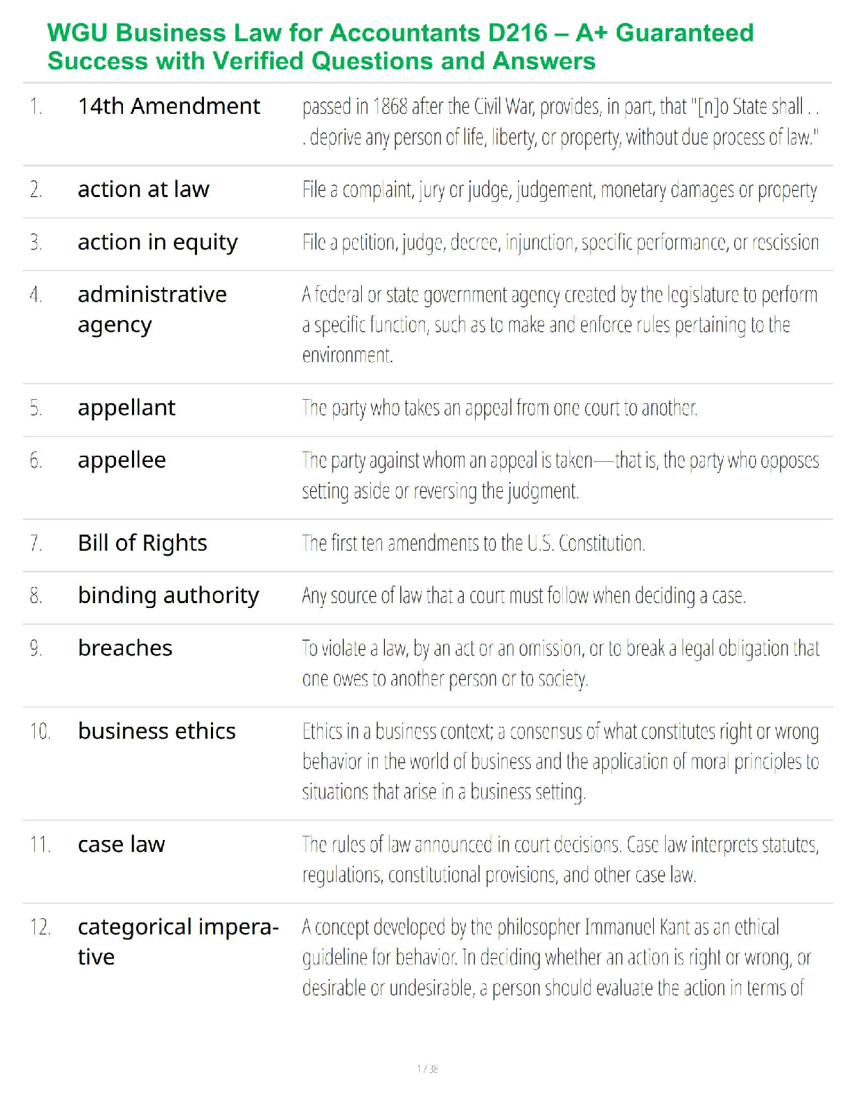 Preview image for WGU Business Law for Accountants D216 – A+ Guaranteed Success with Verified Questions and Answers