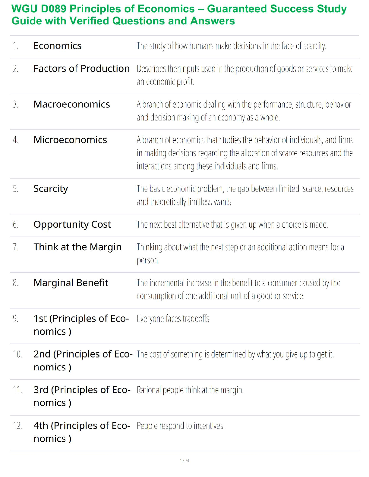 Preview image for WGU D089 Principles of Economics – Guaranteed Success Study Guide with Verified Questions and Answers