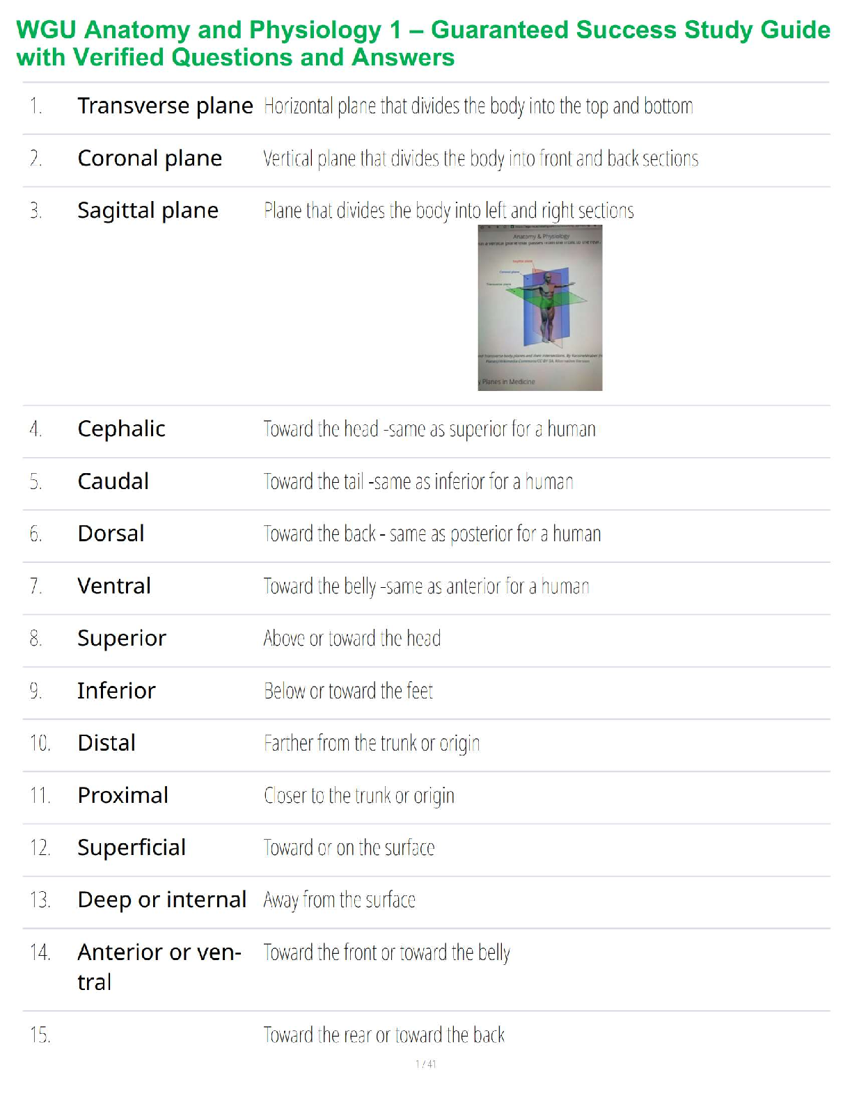Preview image for WGU Anatomy and Physiology 1 – Guaranteed Success Study Guide with Verified Questions and Answers
