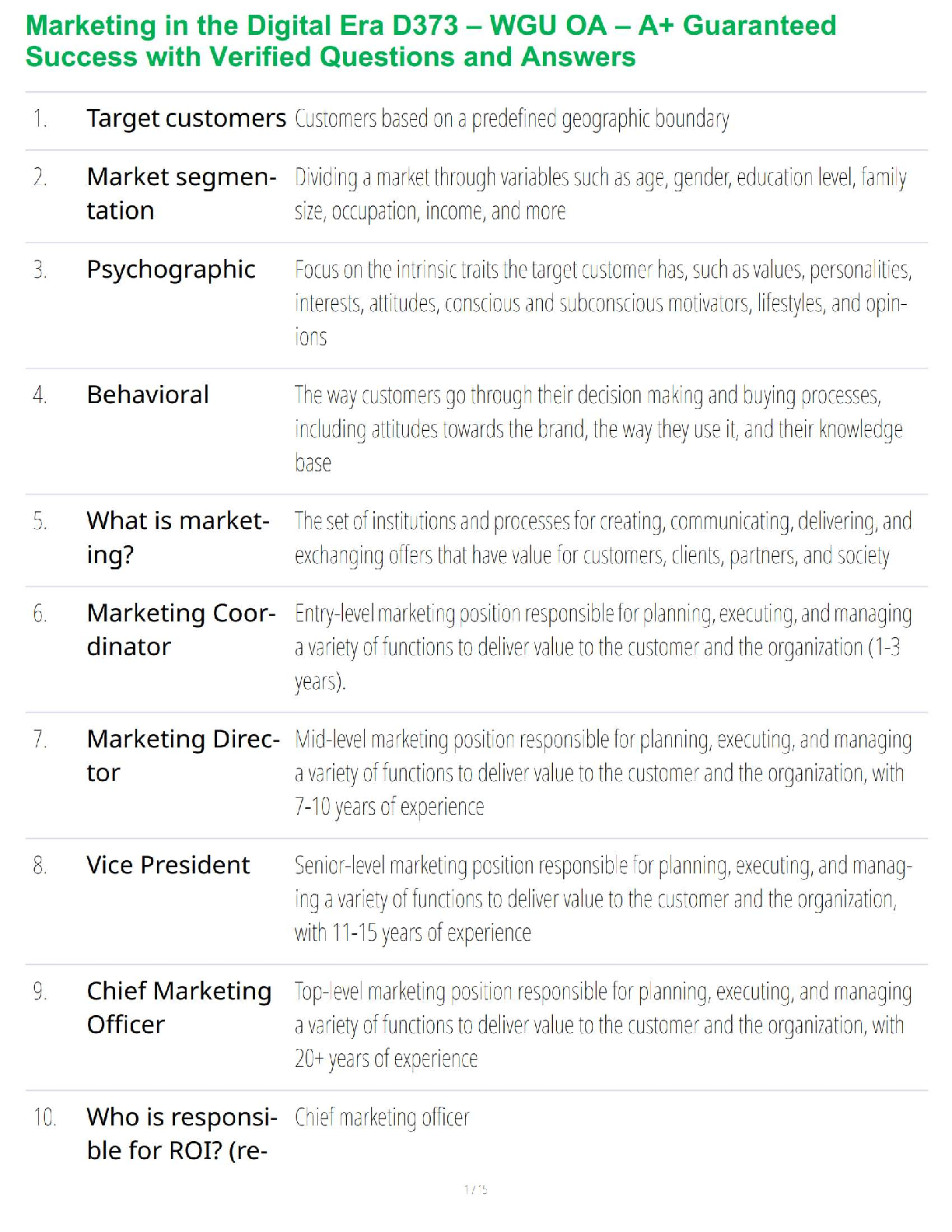 Preview image for Marketing in the Digital Era D373 – WGU OA – A+ Guaranteed Success with Verified Questions and Answers