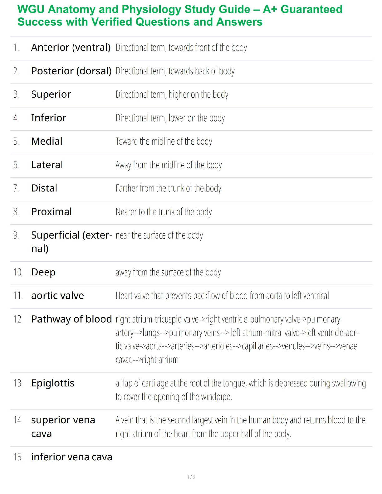 Preview image for WGU Anatomy and Physiology Study Guide – A+ Guaranteed Success with Verified Questions and Answers