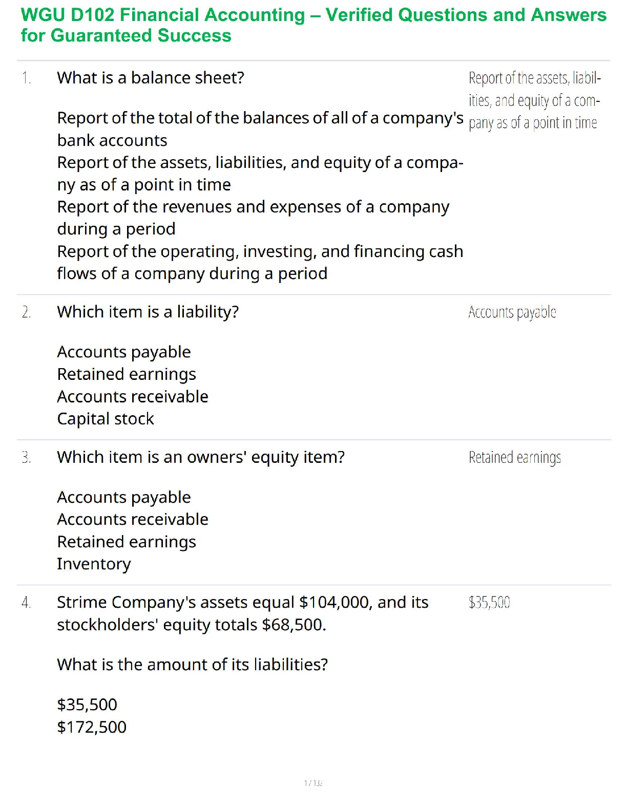 Preview image for WGU D102 Financial Accounting – Verified Questions and Answers for Guaranteed Success