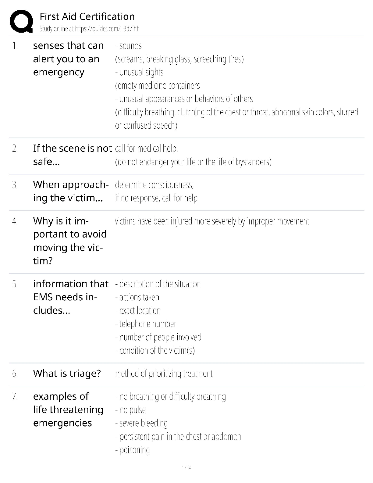 Preview of First Aid Certification CPR AED & BLS Study Guide & Practice Exam