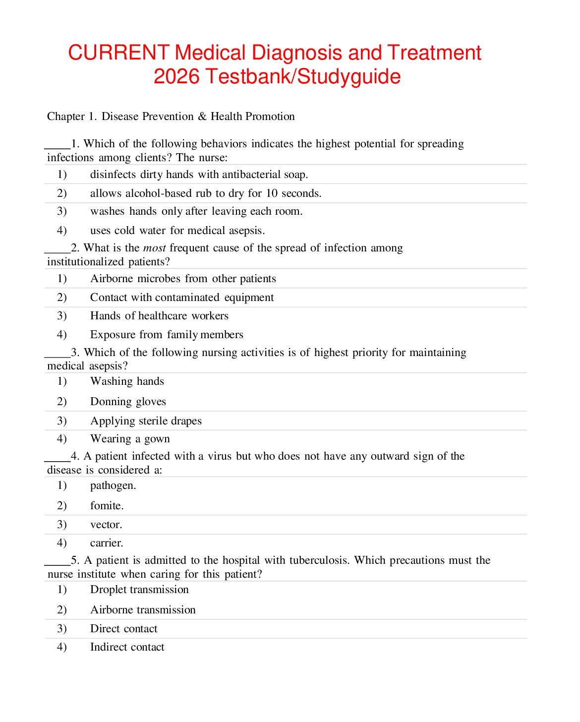 Preview image for CURRENT Medical Diagnosis and Treatment  2026 Testbank/Studyguide