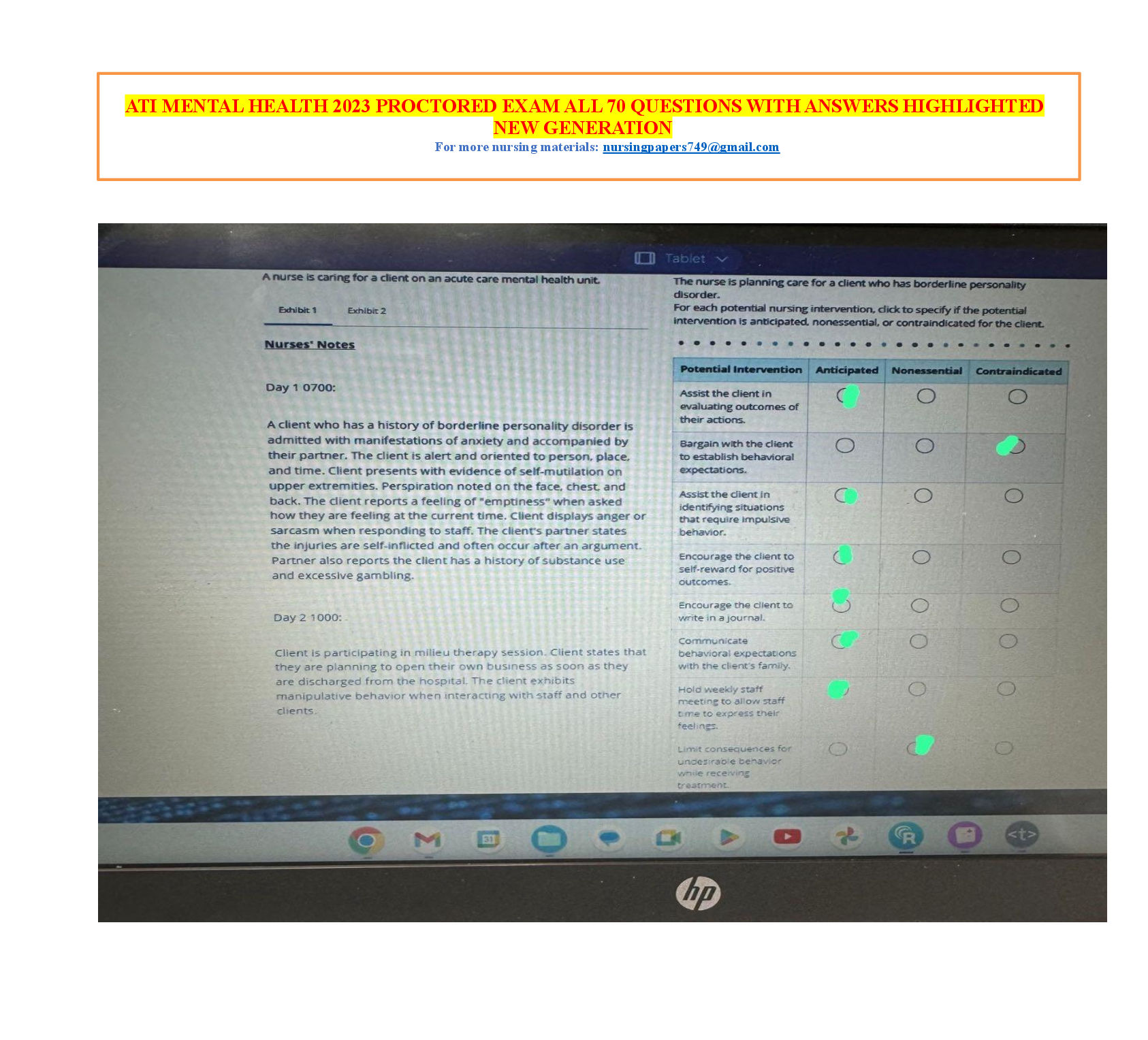Preview image for ATI Mental Health Proctored Exam 2023 | Full 70 NGN Questions with Step-by-Step Highlighted Answers