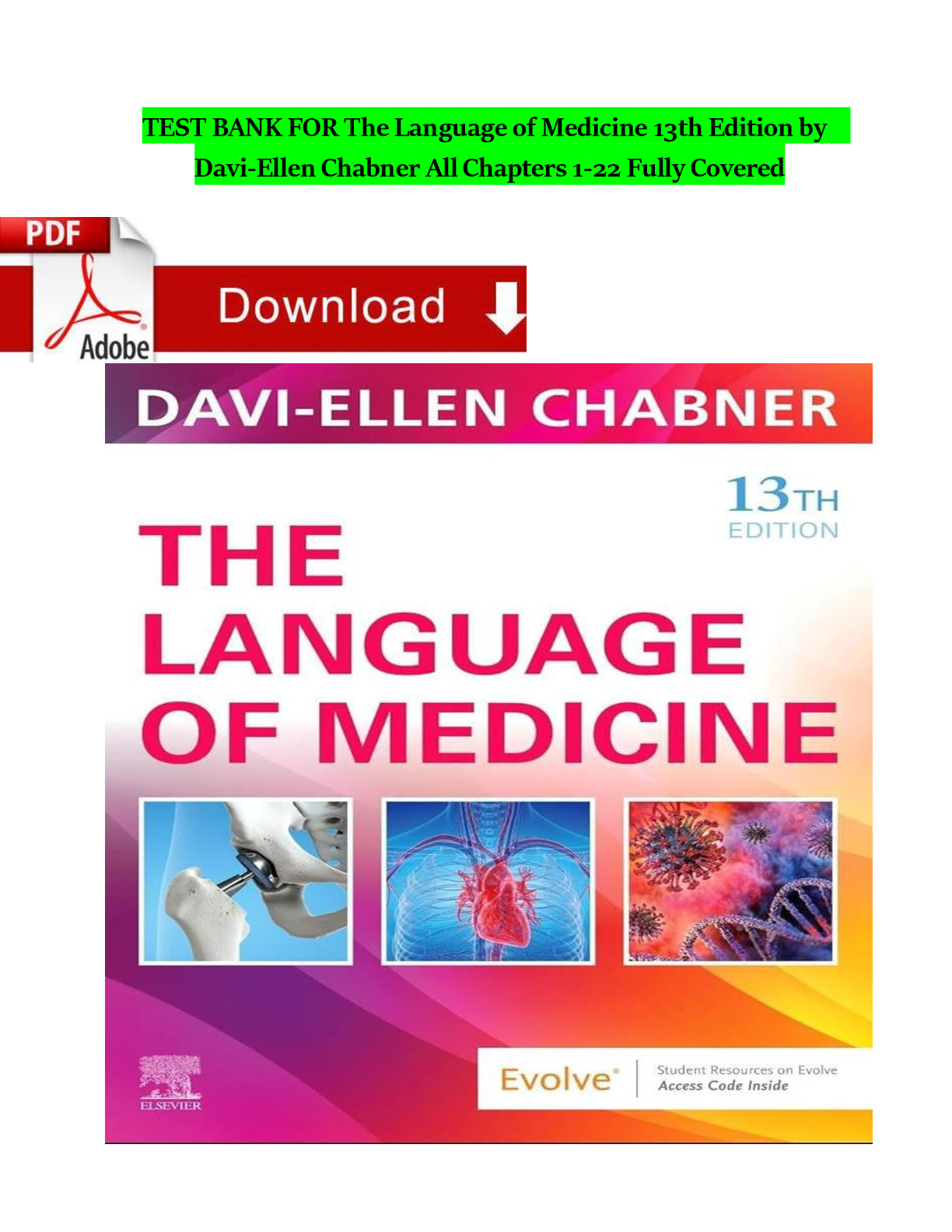 Preview image for TEST BANK FOR The Language of Medicine 13th Edition by    Davi-Ellen Chabner All Chapters 1-22 Fully Covered