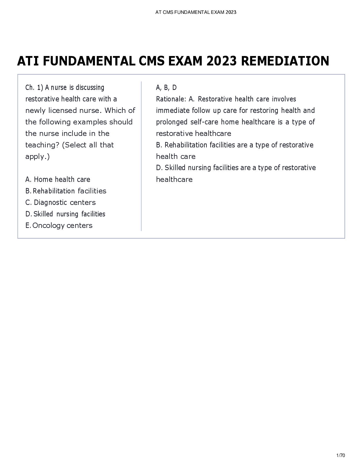 Preview image for ATI Fundamentals CMS Exam Remediation – Updated 2023 Edition