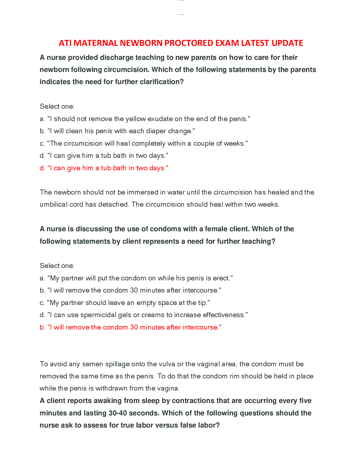 Preview image for ATI Maternal Newborn Proctored Exam | Hot 2023 Update | 70 NGN Questions with Detailed Verified Answers