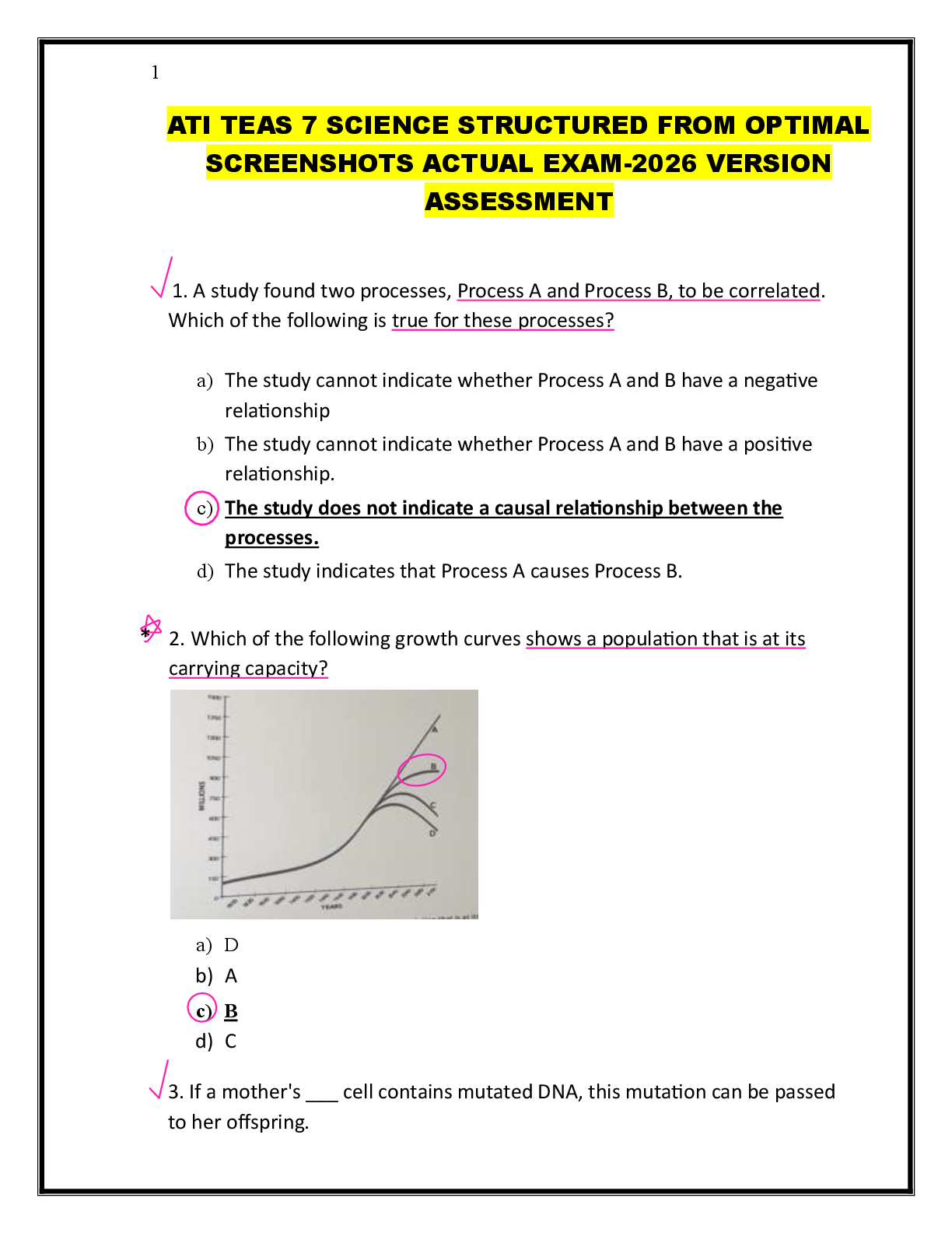 Preview image for ATI TEAS 7 SCIENCE STRUCTURED FROM OPTIMAL  SCREENSHOTS ACTUAL EXAM-2026 VERSION  ASSESSMENT