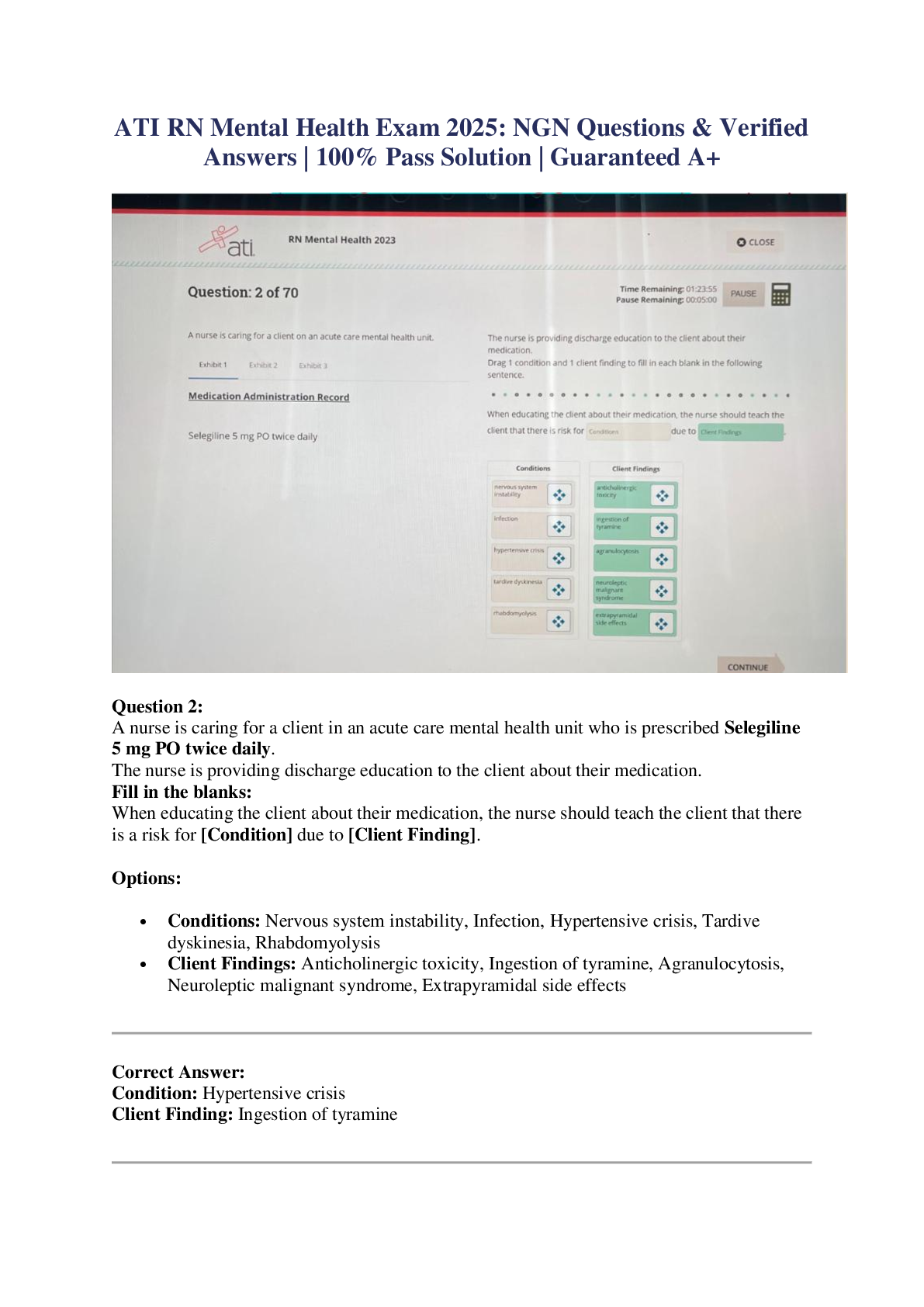Preview image for ATI RN Mental Health Nursing Retake Exam 2025 | NGN Format | 70 Full Set of Questions with Detailed Verified Answers and Rationales