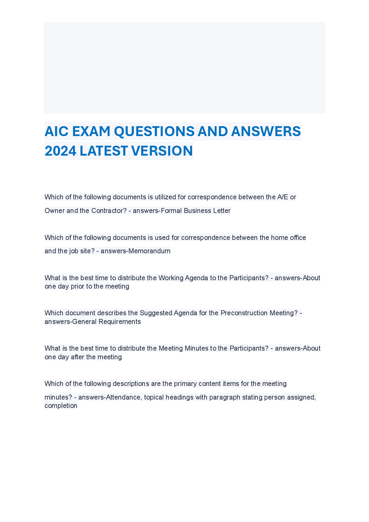 Preview image for AIC EXAM QUESTIONS AND ANSWERS  2024 LATEST VERSION