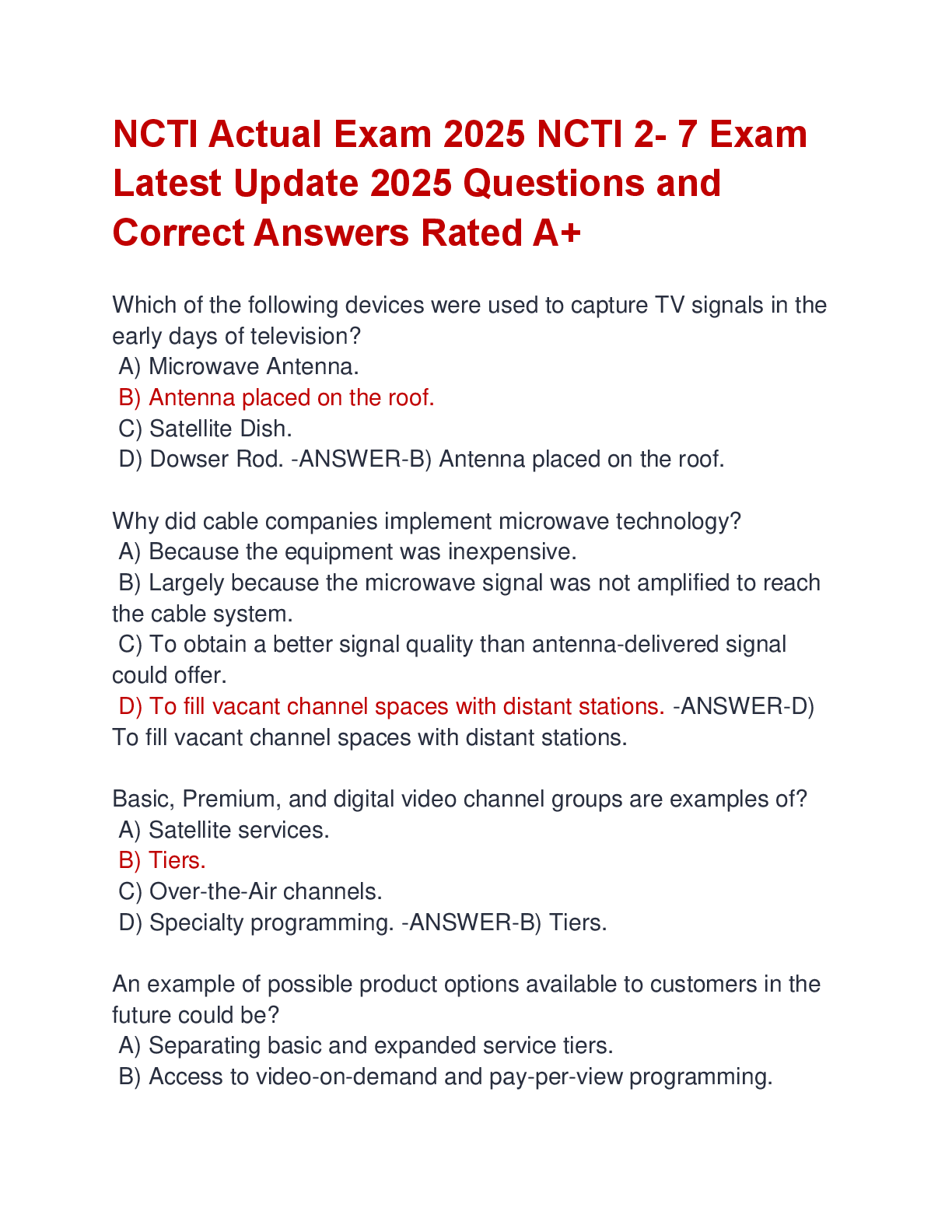 Preview image for NCTI Actual Exam 2025 NCTI 2- 7 Exam  Latest Update 2025 Questions and  Correct Answers Rated A+