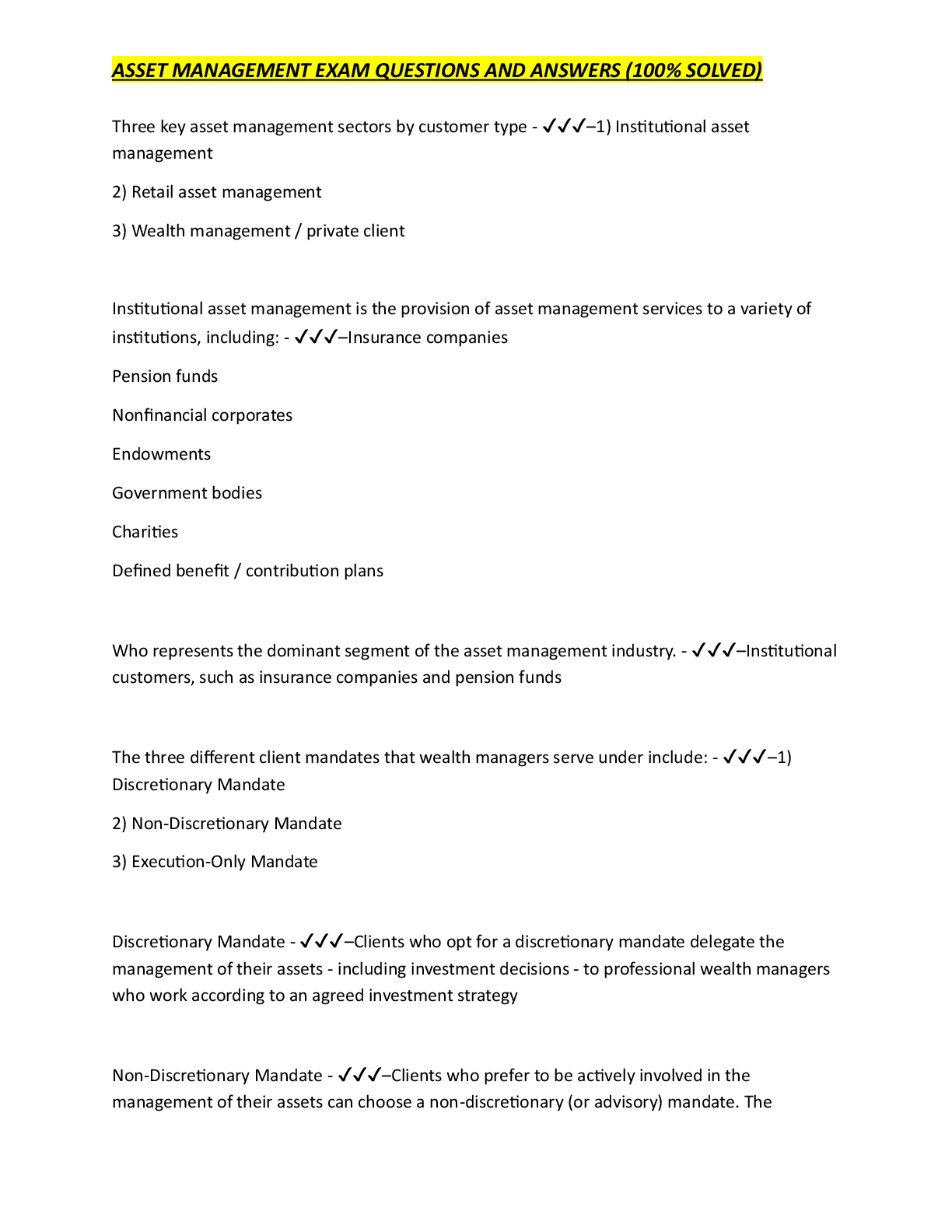 Preview image for ASSET MANAGEMENT EXAM QUESTIONS AND ANSWERS (100% SOLVED)