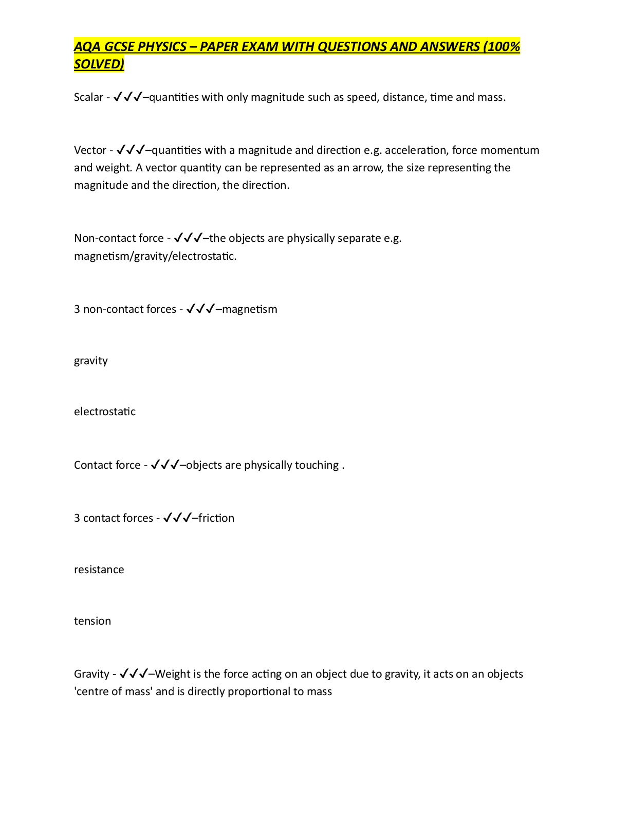 Preview image for AQA GCSE PHYSICS – PAPER EXAM WITH QUESTIONS AND ANSWERS (100% SOLVED)