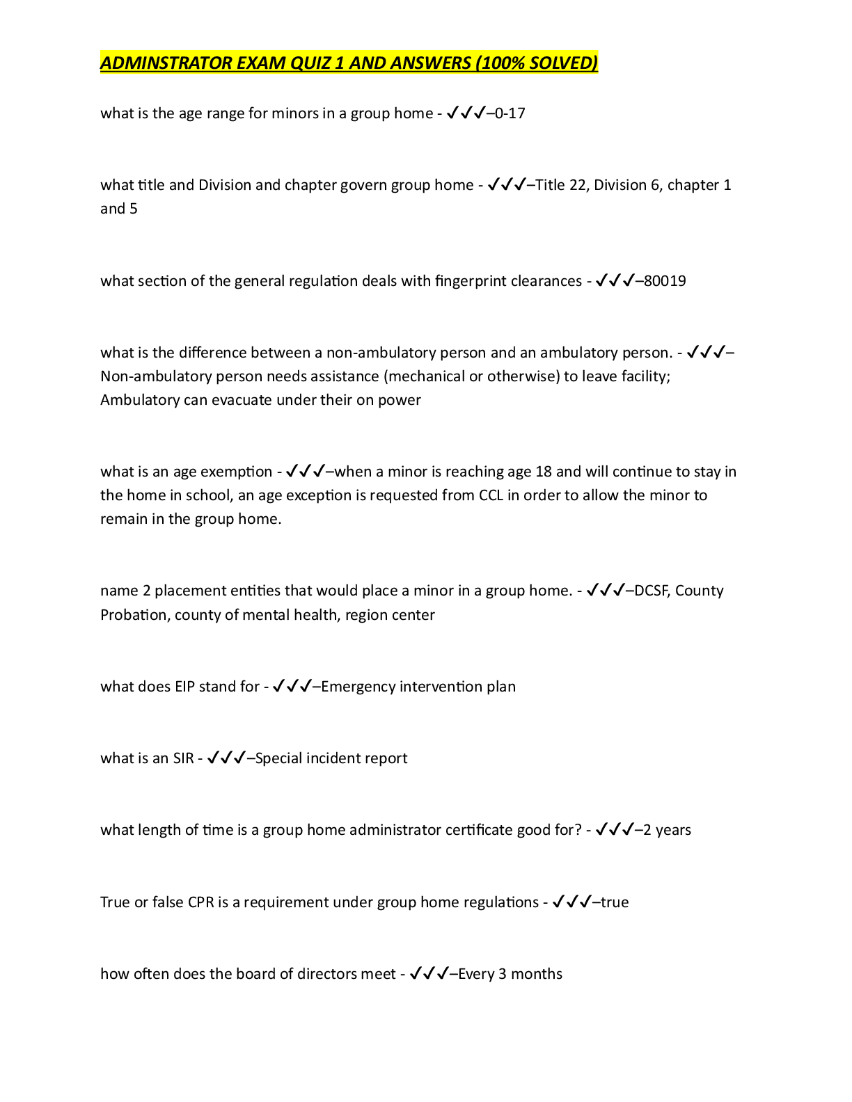 Preview image for ADMINSTRATOR EXAM QUIZ 1 AND ANSWERS (100% SOLVED)