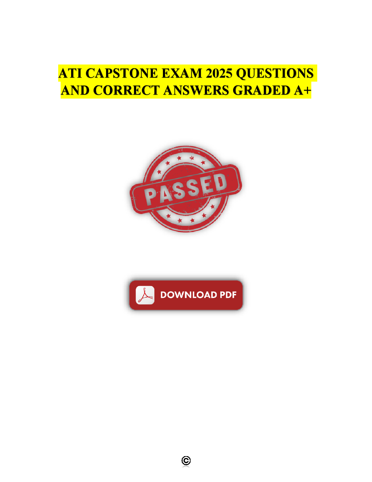 Preview image for ATI CAPSTONE EXAM || 2025 QUESTIONS AND CORRECT ANSWERS GRADED A+