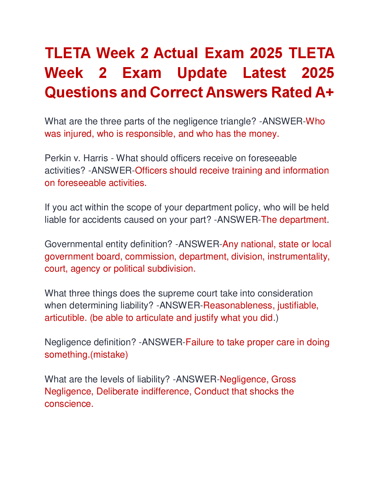 Preview image for TLETA Week 2 Actual Exam 2025 TLETA  Week 2 Exam Update Latest 2025  Questions and Correct Answers Rated A+TLETA Week 2 Actual Exam 2025 TLETA  Week 2 Exam Update Latest 2025  Questions and Correct Answers Rated A+