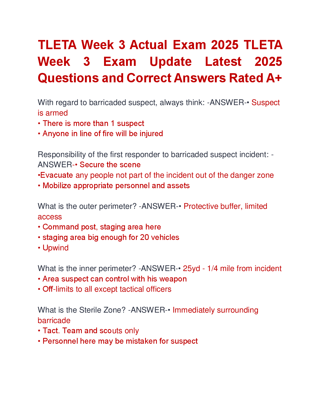 Preview image for TLETA Week 3 Actual Exam 2025 TLETA  Week 3 Exam Update Latest 2025  Questions and Correct Answers Rated A+