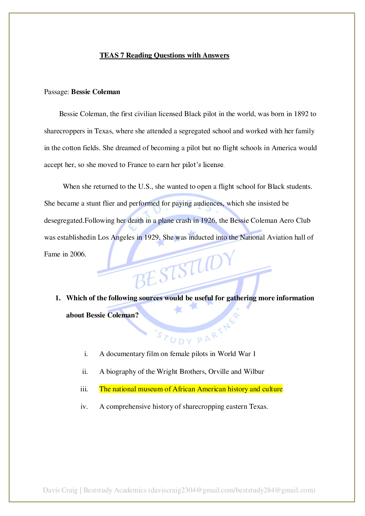 Preview image for TEAS 7 READING V3