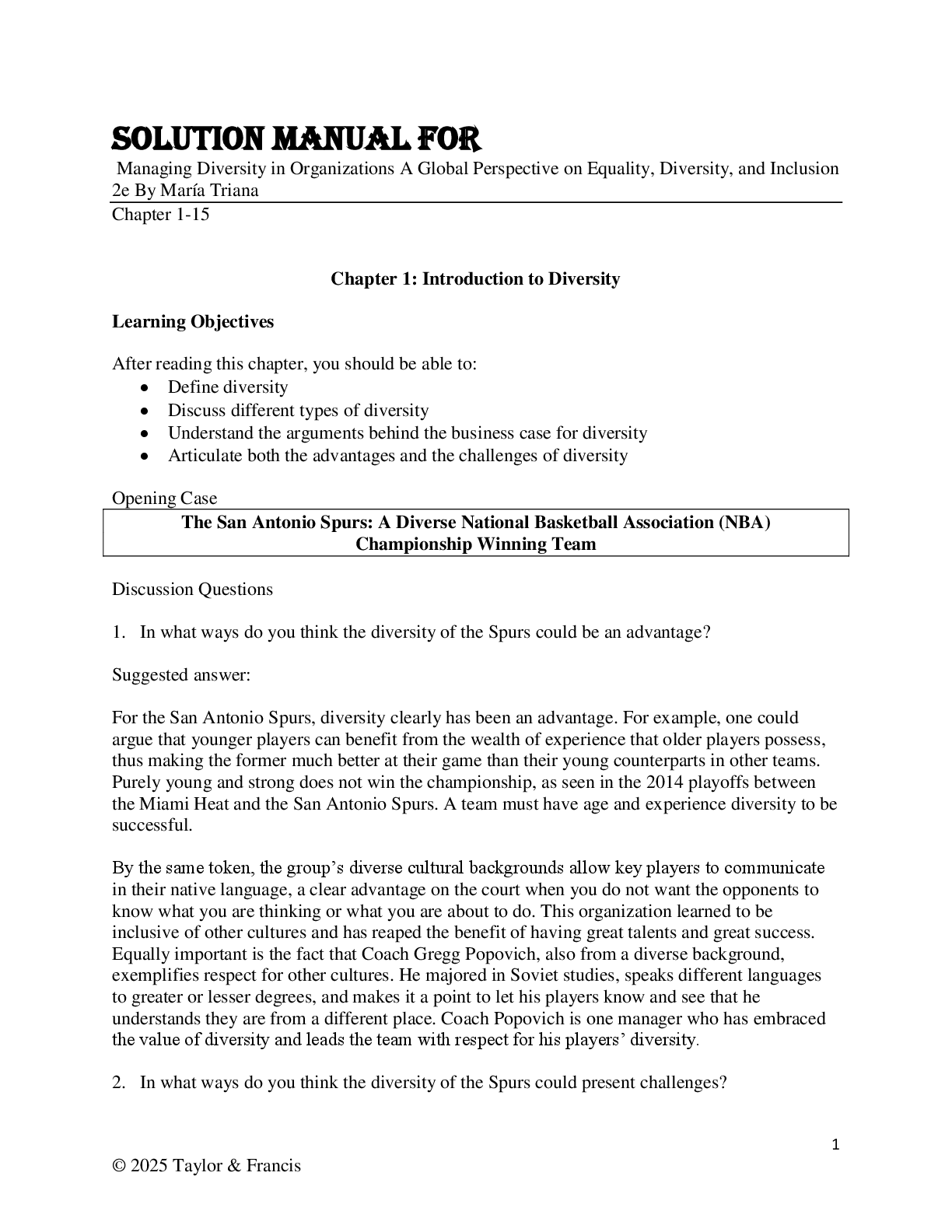 Preview image for Solution Manual For Managing Diversity in Organizations A Global Perspective on Equality, Diversity, and Inclusion 2nd Edition By María Triana