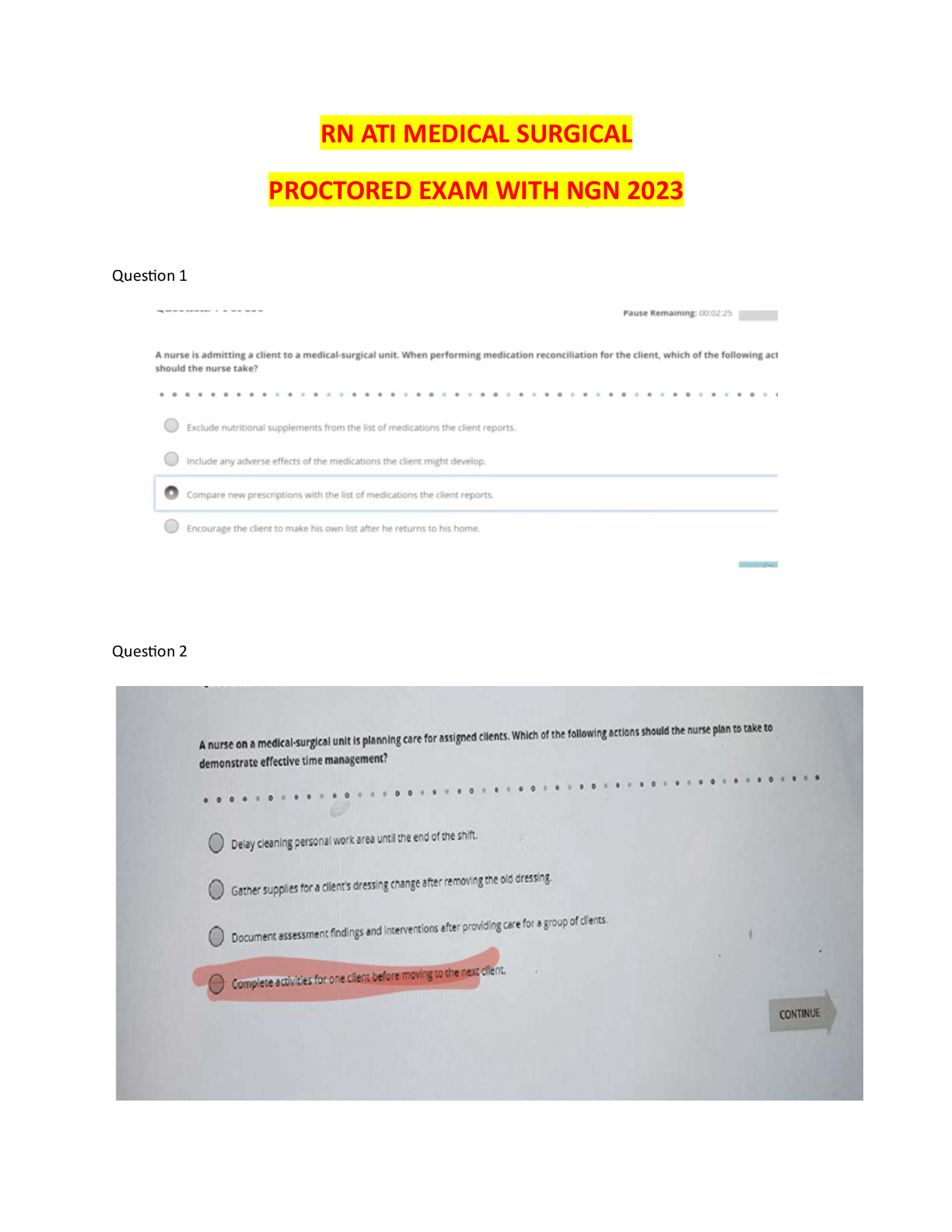 Preview image for ATI RN MEDICAL SURGICAL PROCTORED EXAM 2023 WITH NGN