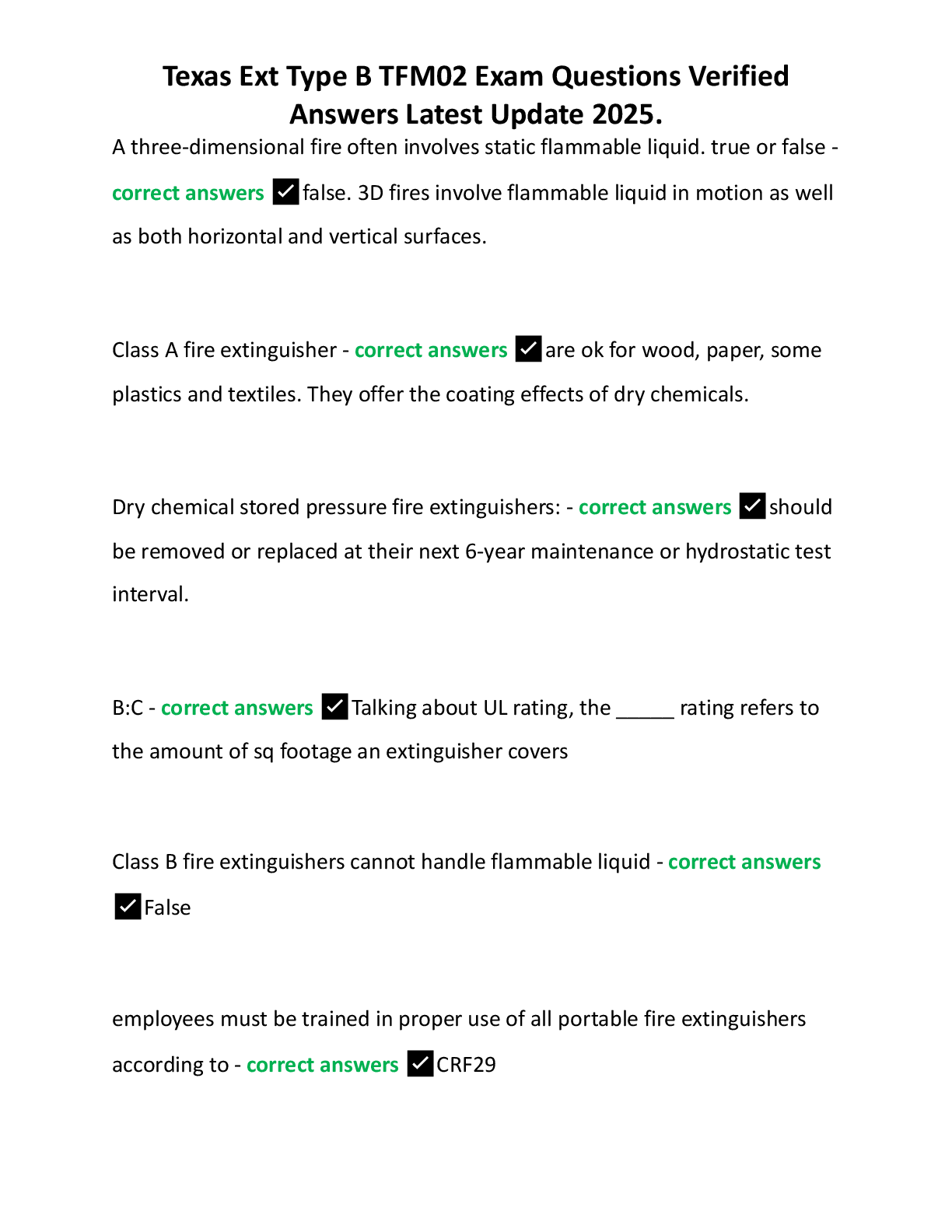 Preview image for Texas Ext Type B TFM02 Exam Questions Verified Answers Latest Update 2025.