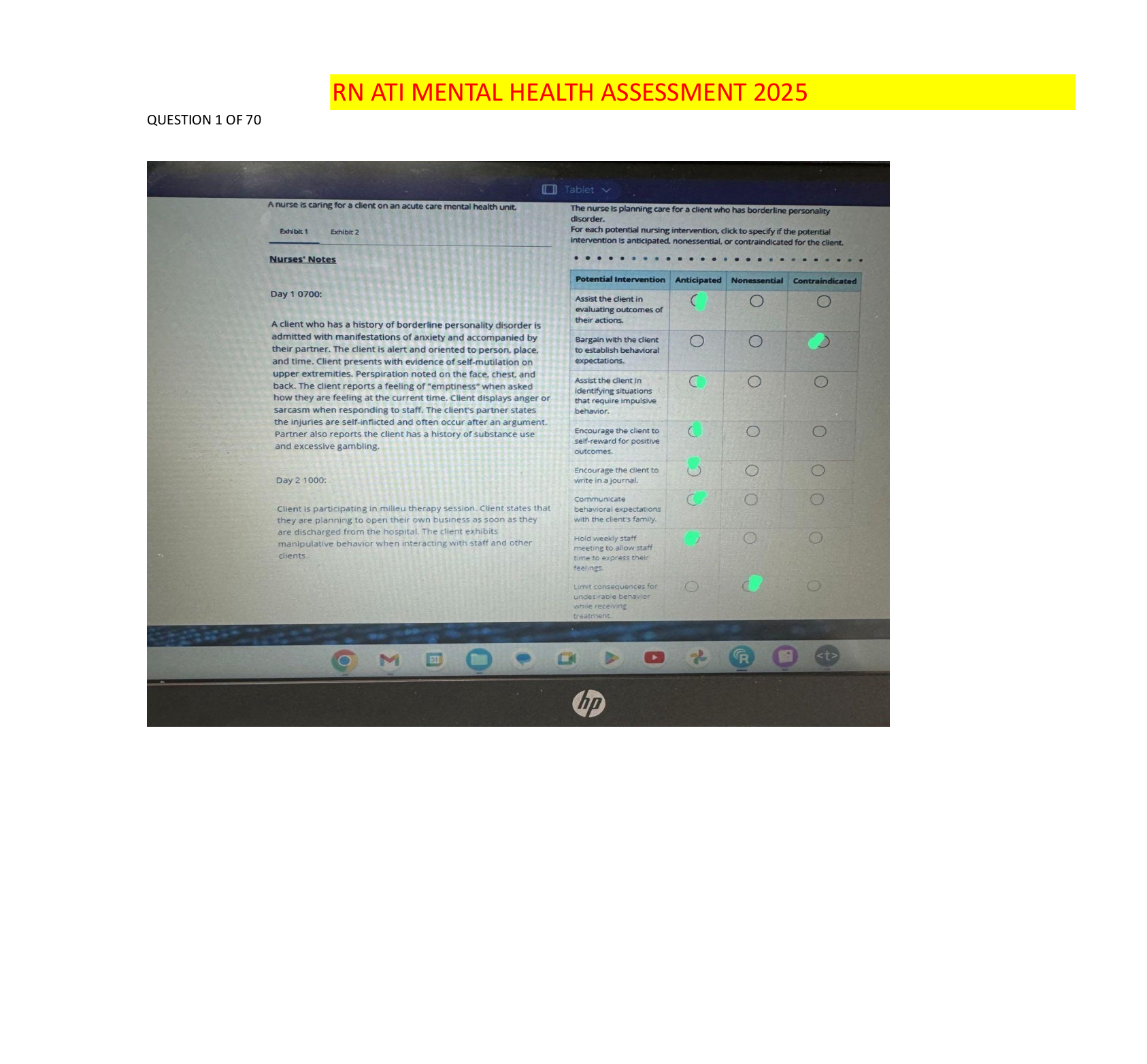 Preview image for RN ATI MENTAL HEALTH ASSESSMENT 2023