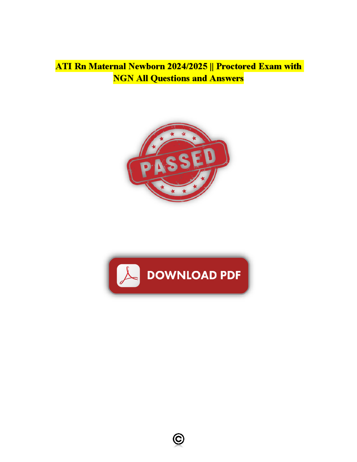 Preview image for ATI Rn Maternal Newborn 2024/2025 || Proctored Exam with NGN All Questions and Answers