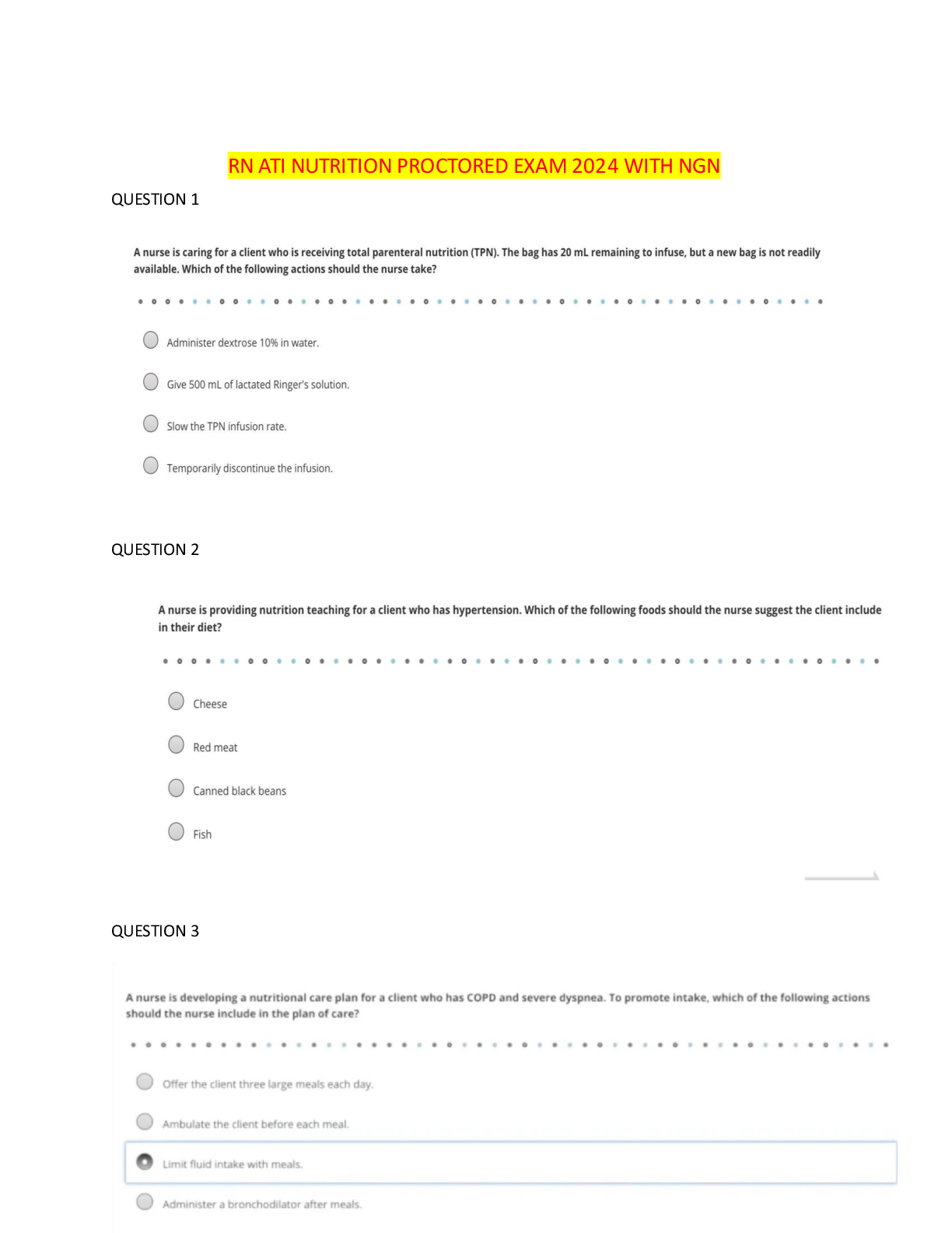 Preview image for RN ATI NUTRITION PROCTORED EXAM WITH NGN