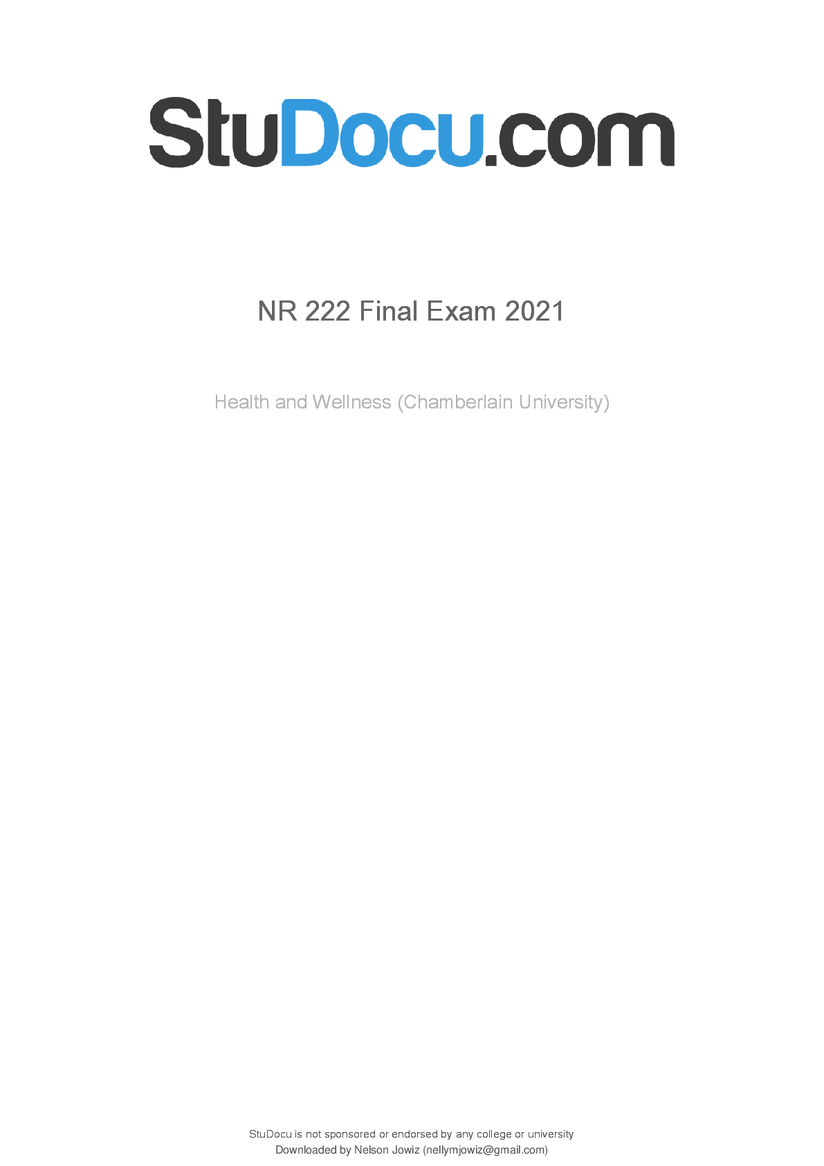 Preview image for NR 222 Health and Wellness Questions and Answers