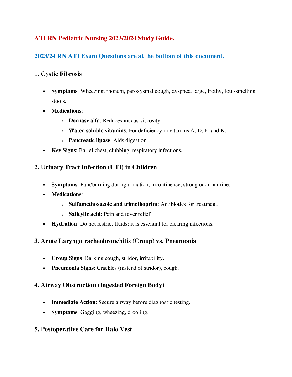 Preview image for ATI RN Pediatric Nursing 2023 Exam Study Guide (1)