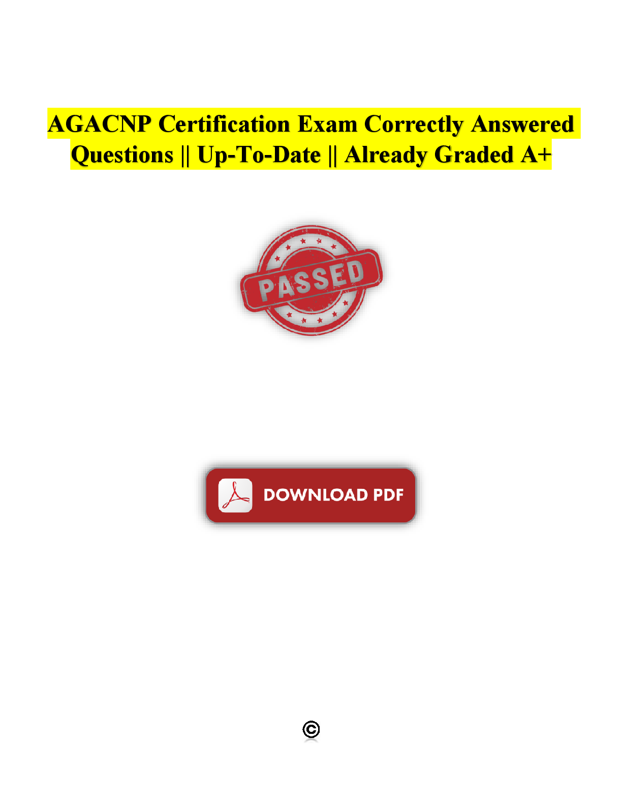 Preview image for AGACNP Certification Exam Correctly Answered Questions || Up-To-Date || Already Graded A+ 2025