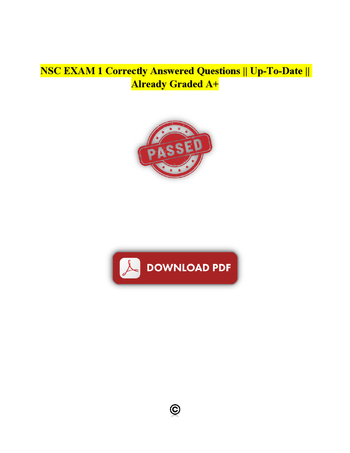 Preview image for NSC EXAM 1 Correctly Answered Questions || Up-To-Date || Already Graded A+ 2025